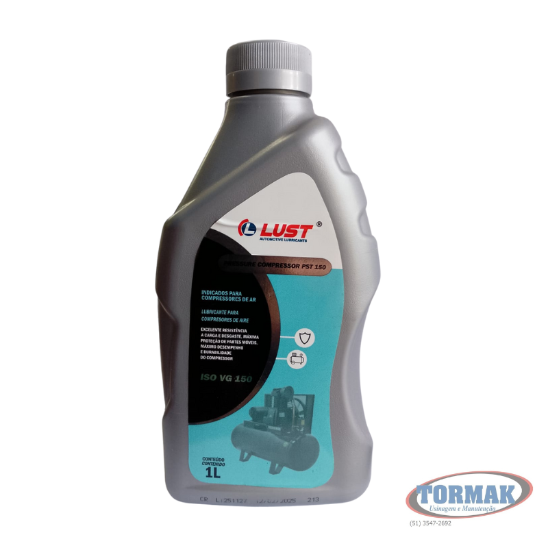 Óleo Para Compressor Pistão ISO VG AW150, 1L, Lust Pressure