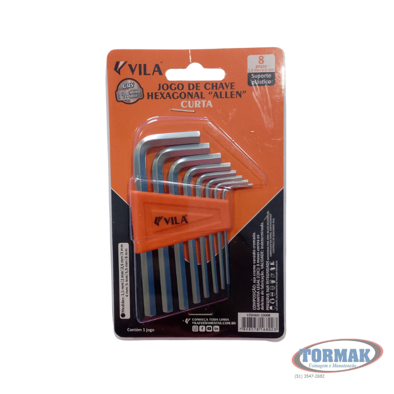 Jogo De Chave Hexagonal " Allen " Curta 8 Peças