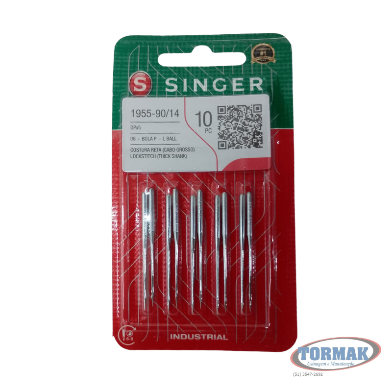 AGULHA SINGER 90/14 DPx5 PONTA REDONDA ( CABO GROSSO ) Cód.0042