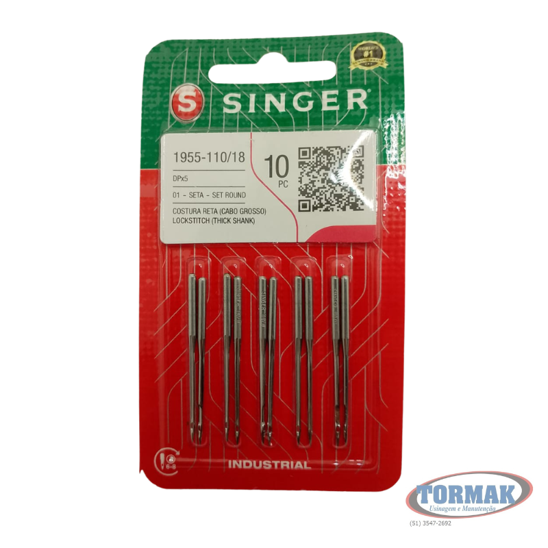 AGULHA SINGER 110/18 DPx5 PONTA REDONDA ( CABO GROSSO ) Cód.0044