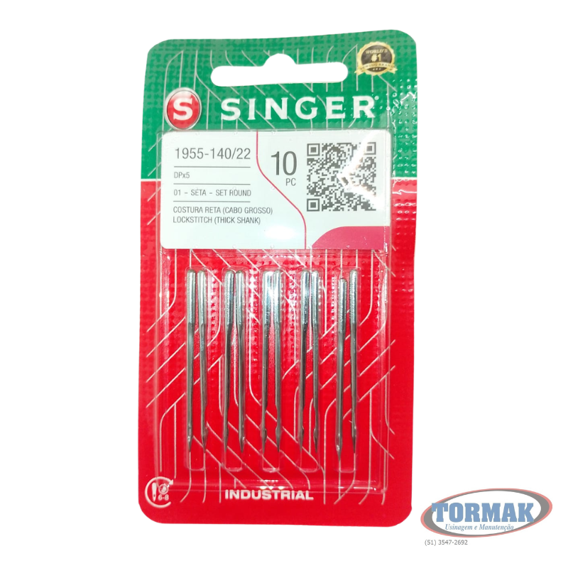AGULHA SINGER 140/22 DPx5 PONTA REDONDA ( CABO GROSSO ) Cód.1289
